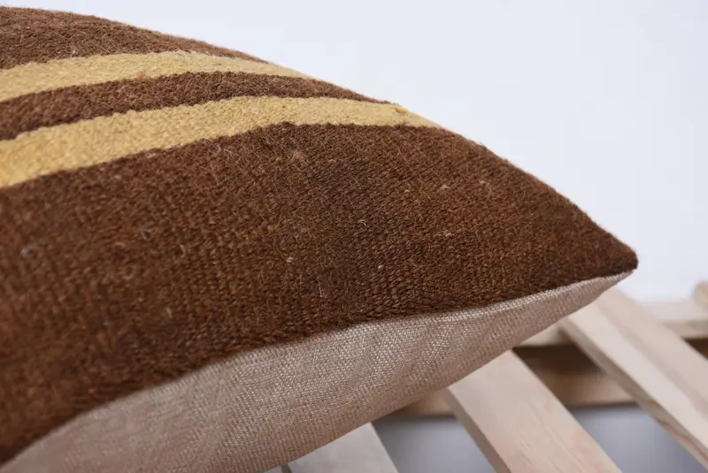 Pillow for Sofa, Throw Kilim Pillow, 18x18 Brown Cushion Case, Ethnical Kilim Rug Pillow, Cushion Case, Outdoor Patio Cushion Case - 7