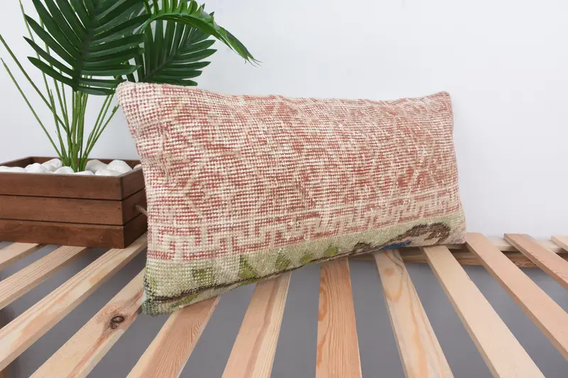 Antique Pillows, Nautical Throw Pillow, Kilim Pillow, Cushion Case, 12x24 Green Cushion, Vintage Kilim Throw Pillow, Bohemian Cushion Pillow - 4