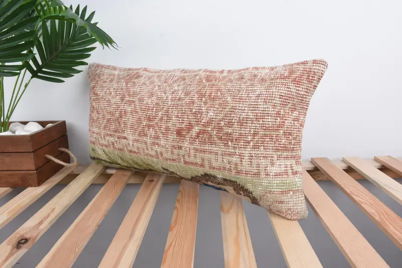 Antique Pillows, Nautical Throw Pillow, Kilim Pillow, Cushion Case, 12x24 Green Cushion, Vintage Kilim Throw Pillow, Bohemian Cushion Pillow - 5