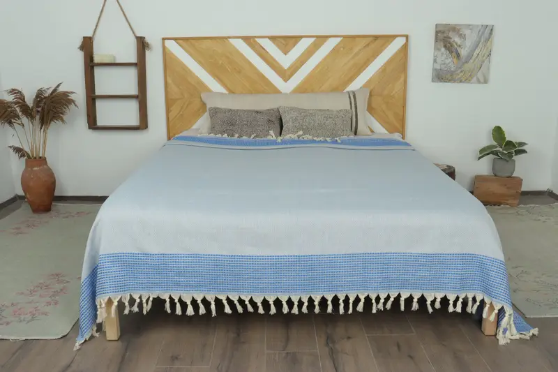 Extra Large Tablecloth, Woven Blanket, 96x92 Cotton Striped Towel, Custom Blanket, Turkish Blanket Throw, Memorial Gift, Turkish Blanket - 1
