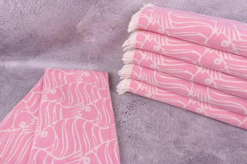 Guest Towel, Summer Gift, 70x36 Cotton Fish Design Towel, Bachelorette Party Gifts Bridesmaids, Organic Turkish towel, Christmas Gift, Yoga Towel - 3