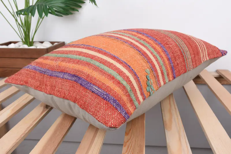 Tribal Pillow Sham, Pillow Cover, Patio Pillow, Gift Pillow, Turkish Pillow, Antique Pillows, Wholesale Pillow Case, 16x24 Red Pillow - 6