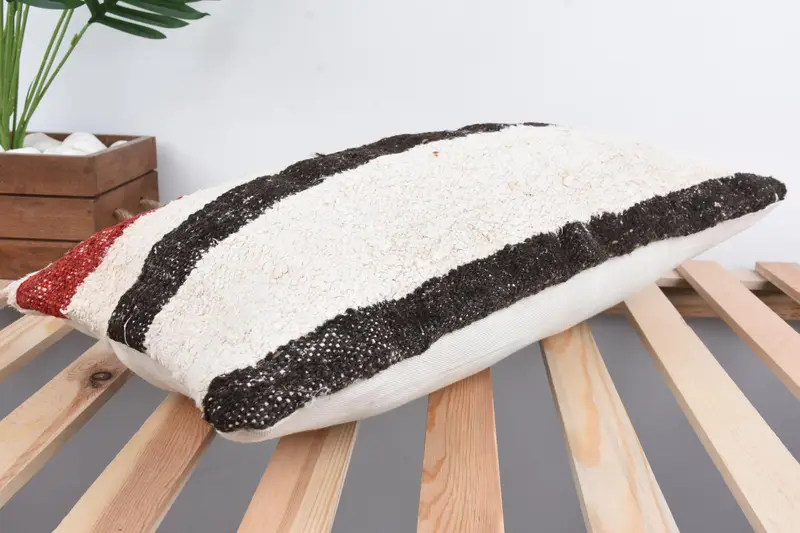 12x24 cojín blanco, cubierta de almohada, almohada de kilim, almohada de alfombra de kilim étnico, almohada auténtica, almohada de regalo, almohada natural - 6
