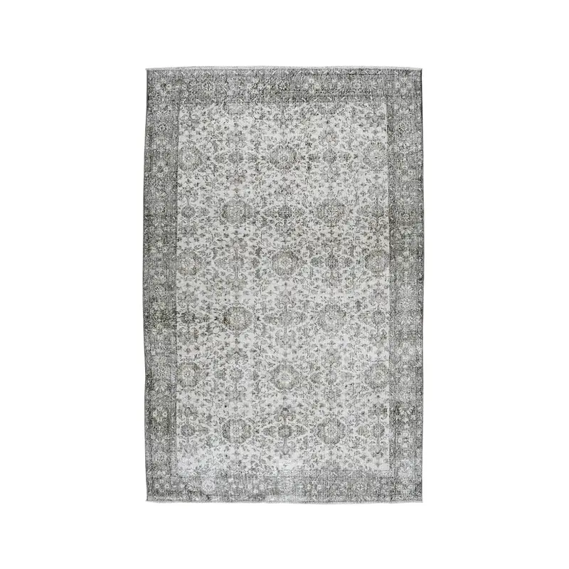 Turkish Rug, 6.1x9.4 ft Large Rug, Gray White Oushak Wool Rug - 1