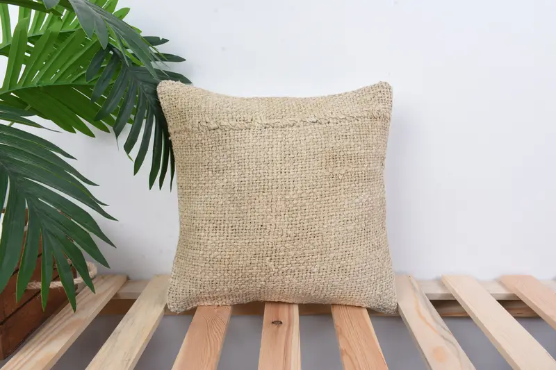 Ethnical Kilim Rug Pillow, Handmade Cushion Case, Antique Pillows, Cushion, Tribal Cushion Case, Boho Pillow Sham Cover, 12x12 White Cushion - 1