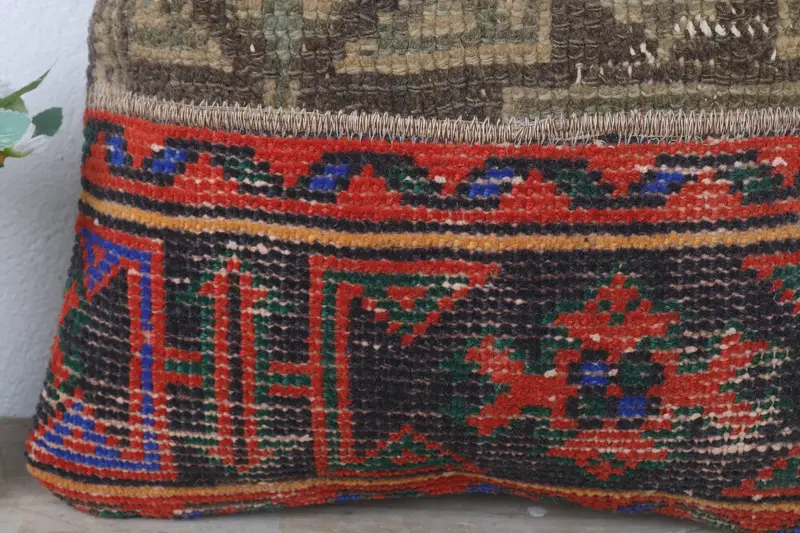 Kilim Pillow Cover, Cushion, Nautical Throw Pillow Cover, 16x16 Red Cushion, Kilim Cushion Sham, Boho Pillow, Kilim Rug Cushion Cover - 3