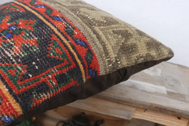 Kilim Pillow Cover, Cushion, Nautical Throw Pillow Cover, 16x16 Red Cushion, Kilim Cushion Sham, Boho Pillow, Kilim Rug Cushion Cover - 6