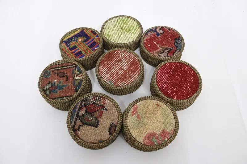 Rutschfester runder Untersetzer, ethnisch gewebtes Kelim-Untersetzer-Set