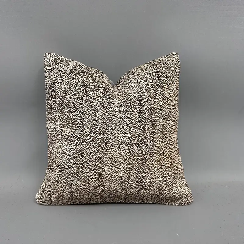 El Dokuma Güneybatı Kilim Kırlent, Vintage Kahverengi ve Beyaz Yastık