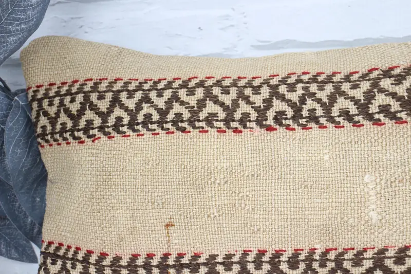 10x20 Beige Pillow Sham, Kilim Pillow Cover, Neutral Throw Cushion, Kilim Cushion Sham, Boho Pillow, Ethnic Pillow Cover Cushion, Pillow Sham - 2