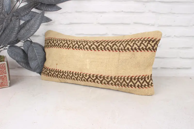 10x20 Beige Pillow Sham, Kilim Pillow Cover, Neutral Throw Cushion, Kilim Cushion Sham, Boho Pillow, Ethnic Pillow Cover Cushion, Pillow Sham - 4