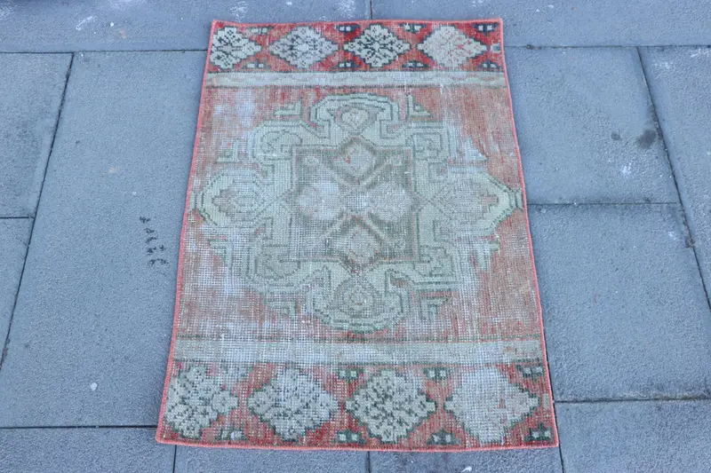 2 x 3 Fuß großer grüner Teppich mit Blumen- und geometrischem Muster, elegantes Dekor