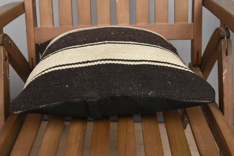 Pillow, Natural Pillow Case, Aesthetic Pillow Cover, 16x16 Beige Cushion, Kilim Cushion Sham, Vintage Kilim Pillow, Boho Pillow - 5