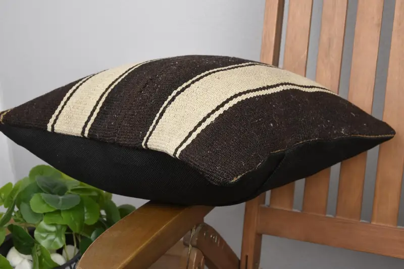 Pillow, Natural Pillow Case, Aesthetic Pillow Cover, 16x16 Beige Cushion, Kilim Cushion Sham, Vintage Kilim Pillow, Boho Pillow - 6