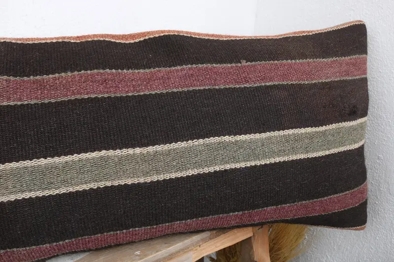 Oriental Pillow, Ottoman Cushion Case, Gift Pillow, Kilim Cushion Sham, Tribal Cushion Case, Vintage Pillow, 16x48 Brown Pillow Case, Cushion Cover - 4