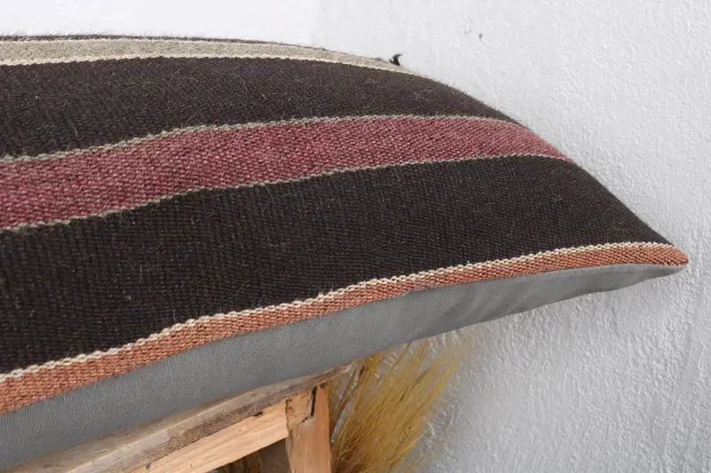 Oriental Pillow, Ottoman Cushion Case, Gift Pillow, Kilim Cushion Sham, Tribal Cushion Case, Vintage Pillow, 16x48 Brown Pillow Case, Cushion Cover - 5