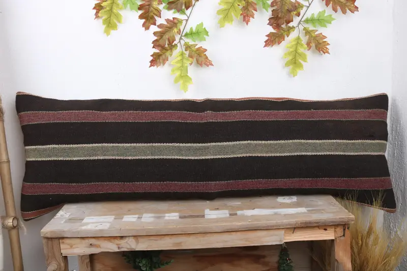 Oriental Pillow, Ottoman Cushion Case, Gift Pillow, Kilim Cushion Sham, Tribal Cushion Case, Vintage Pillow, 16x48 Brown Pillow Case, Cushion Cover - 2