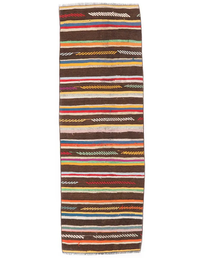 Kahverengi Halı, Sarı Desenli 2,2x6,9 ft