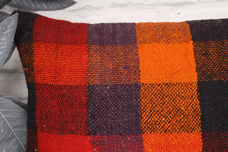 Turkish Pillow, Antique Pillows, 12x20 Orange Pillow, Accent Throw Pillow Sham, Oriental Pillow Sham, Boho Pillow, Pillow Case - 2