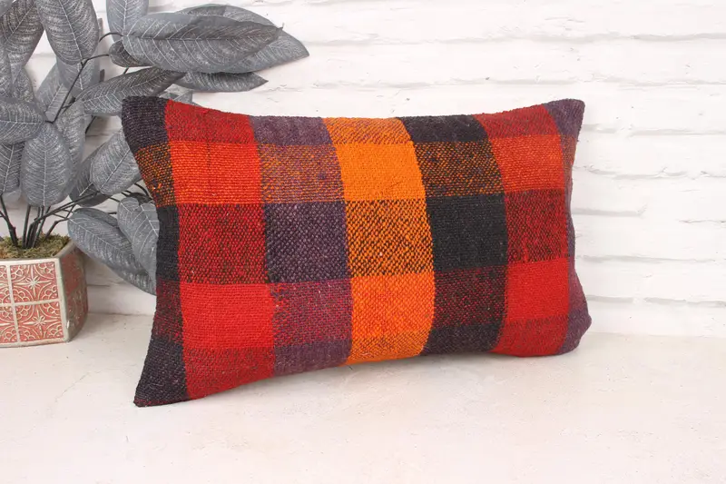 Turkish Pillow, Antique Pillows, 12x20 Orange Pillow, Accent Throw Pillow Sham, Oriental Pillow Sham, Boho Pillow, Pillow Case - 3