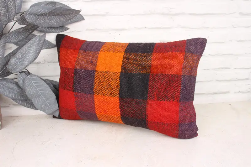 Turkish Pillow, Antique Pillows, 12x20 Orange Pillow, Accent Throw Pillow Sham, Oriental Pillow Sham, Boho Pillow, Pillow Case - 4