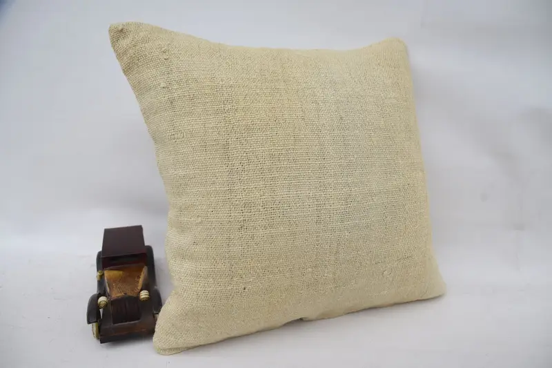 Floor Pillow, Kilim Pillow, Boho Pillow, Office Chair Pillow Case, 16x16 Beige Pillow, Boho Pillow Sham Cover, Pillow Case - 2
