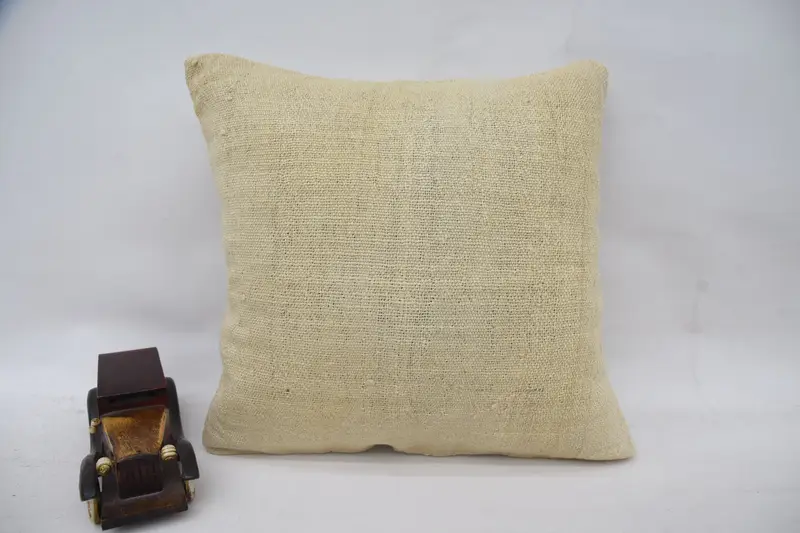 Floor Pillow, Kilim Pillow, Boho Pillow, Office Chair Pillow Case, 16x16 Beige Pillow, Boho Pillow Sham Cover, Pillow Case - 1