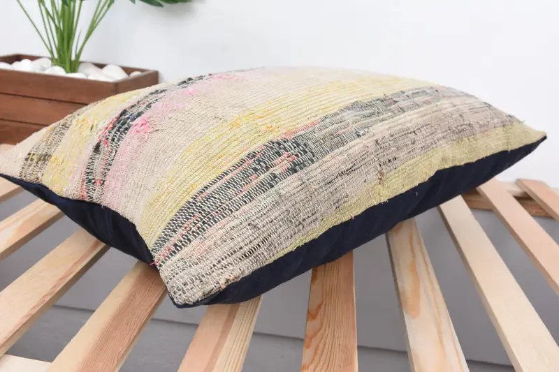 Turkish Pillow, Kilim Cushion Sham, 16x24 Pink Cushion, Outdoor Patio Pillow Case, Pillow Sham, One Of A Kind Pillow Cover, Pillow for Sofa - 6