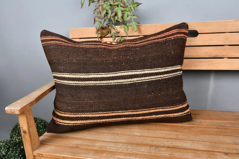 20x28 Brown Cushion Cover, Pillow, Kilim Cushion Sham, Gift Pillow, Custom Cushion Cover, Vintage Pillow, Accent Pillow, One Of A Kind Cushion Cover - 1