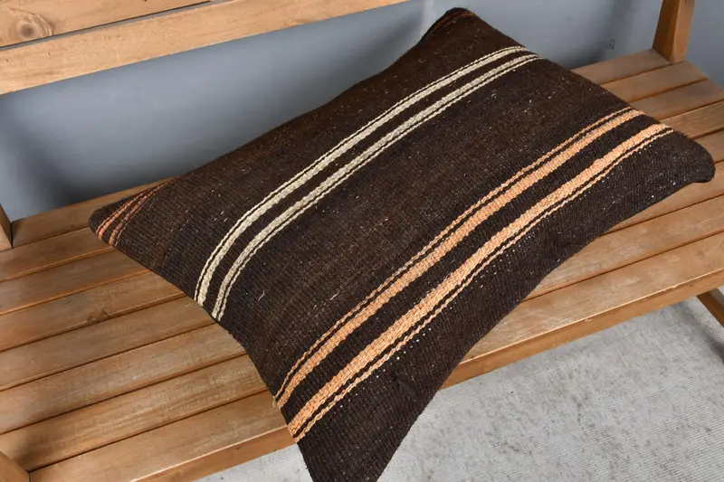 20x28 Brown Cushion Cover, Pillow, Kilim Cushion Sham, Gift Pillow, Custom Cushion Cover, Vintage Pillow, Accent Pillow, One Of A Kind Cushion Cover - 2