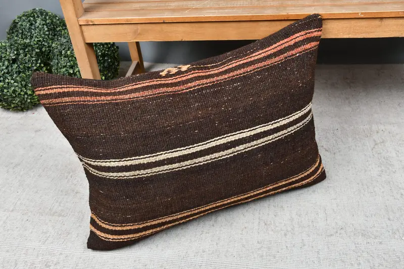 20x28 Brown Cushion Cover, Pillow, Kilim Cushion Sham, Gift Pillow, Custom Cushion Cover, Vintage Pillow, Accent Pillow, One Of A Kind Cushion Cover - 7