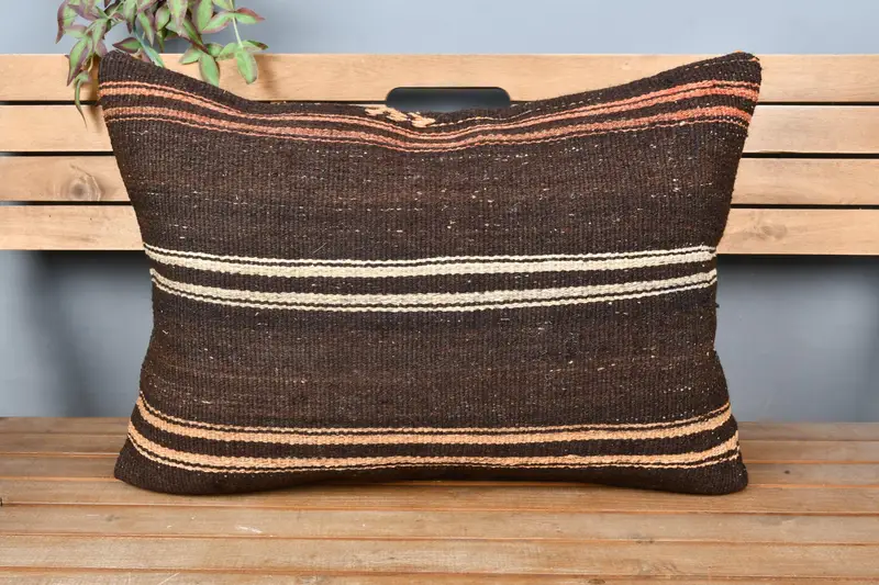 20x28 Brown Cushion Cover, Pillow, Kilim Cushion Sham, Gift Pillow, Custom Cushion Cover, Vintage Pillow, Accent Pillow, One Of A Kind Cushion Cover - 6