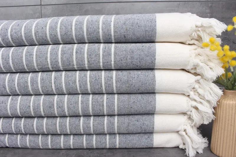 Personalized Turkish Beach Towel Navy Stripes, 39x65 Inches