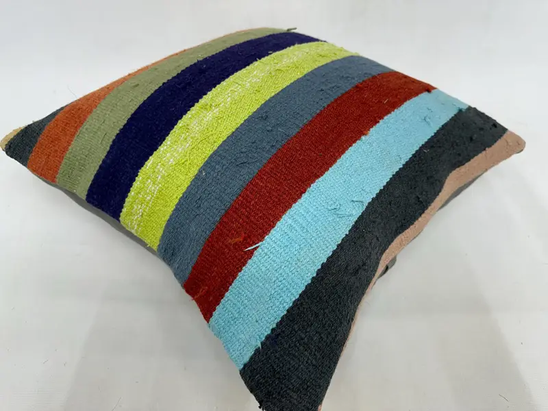 Boho Pillow, Morroccon Kilim Cushion Pillow Cover, Vintage Pillow, Kilim Cushion Sham, Turkish Rugs Pillow Case, 20x20 Green Cushion, Pillow Cover - 6