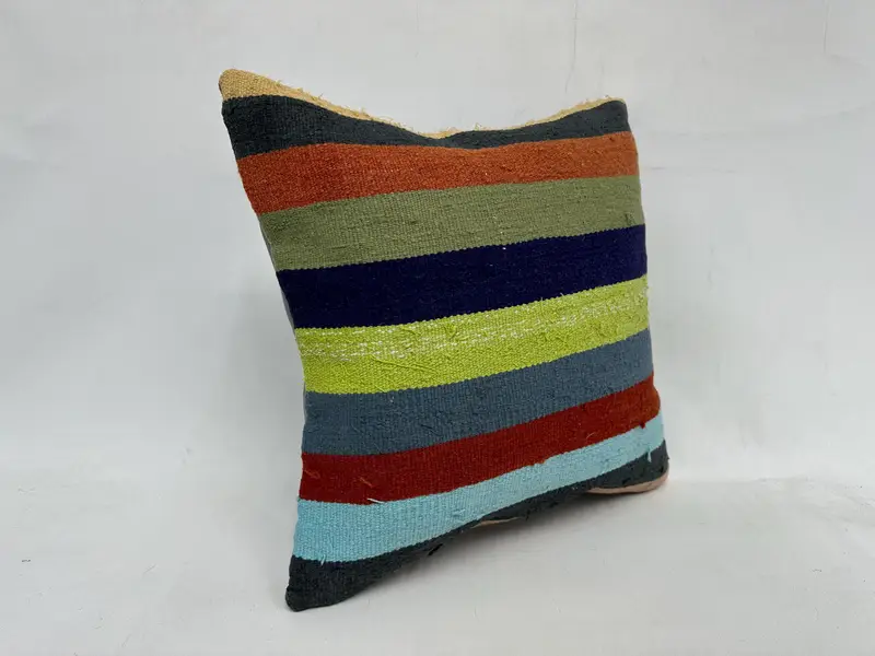 Boho Pillow, Morroccon Kilim Cushion Pillow Cover, Vintage Pillow, Kilim Cushion Sham, Turkish Rugs Pillow Case, 20x20 Green Cushion, Pillow Cover - 3