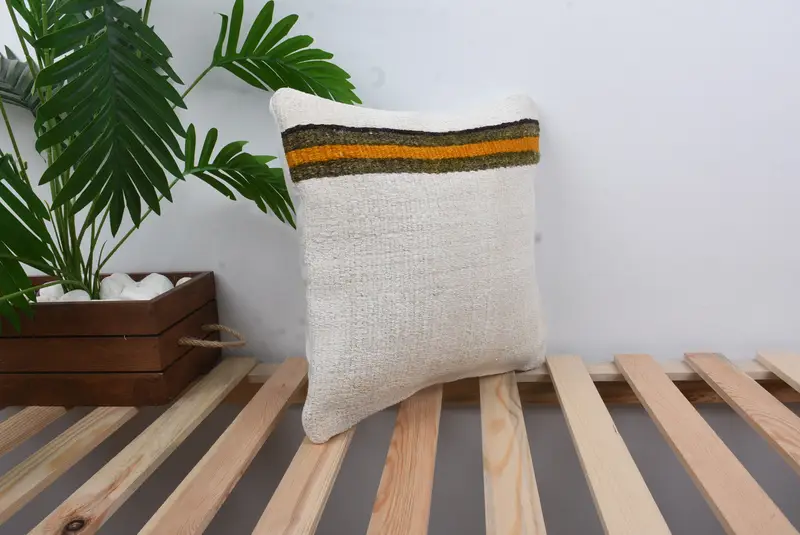 Pillow for Couch, Pet Pillow Cover, Outdoor Throw Cushion Case, Throw Kilim Pillow, Cushion Cover, 14x14 White Cushion Cover, Kilim Pillow Cover - 4