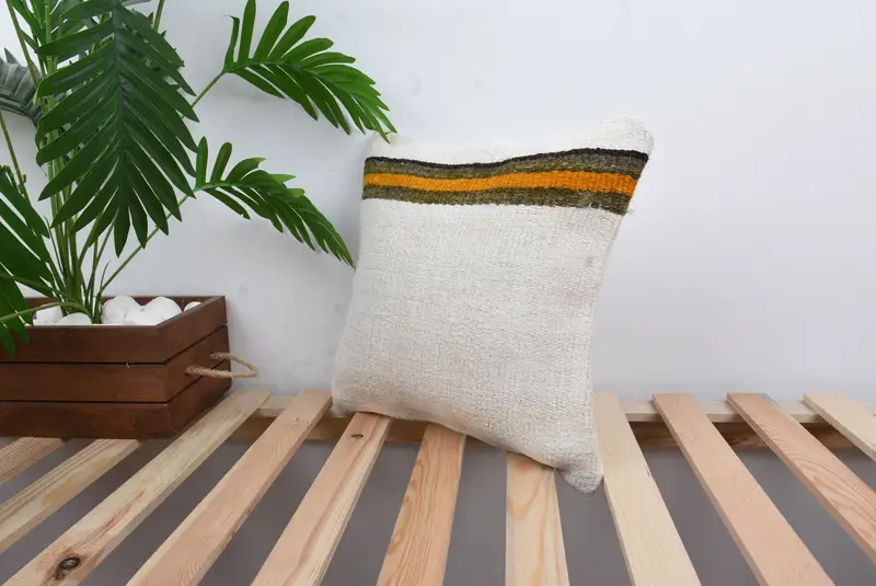 Pillow for Couch, Pet Pillow Cover, Outdoor Throw Cushion Case, Throw Kilim Pillow, Cushion Cover, 14x14 White Cushion Cover, Kilim Pillow Cover - 5