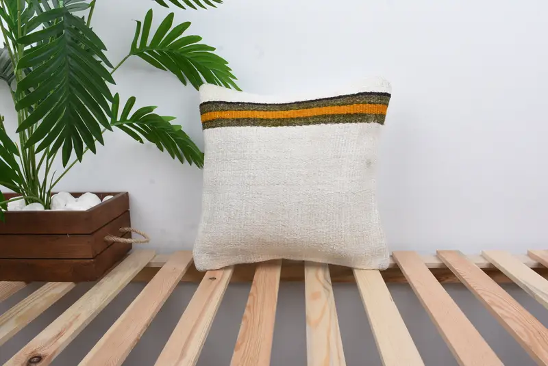 Pillow for Couch, Pet Pillow Cover, Outdoor Throw Cushion Case, Throw Kilim Pillow, Cushion Cover, 14x14 White Cushion Cover, Kilim Pillow Cover - 1