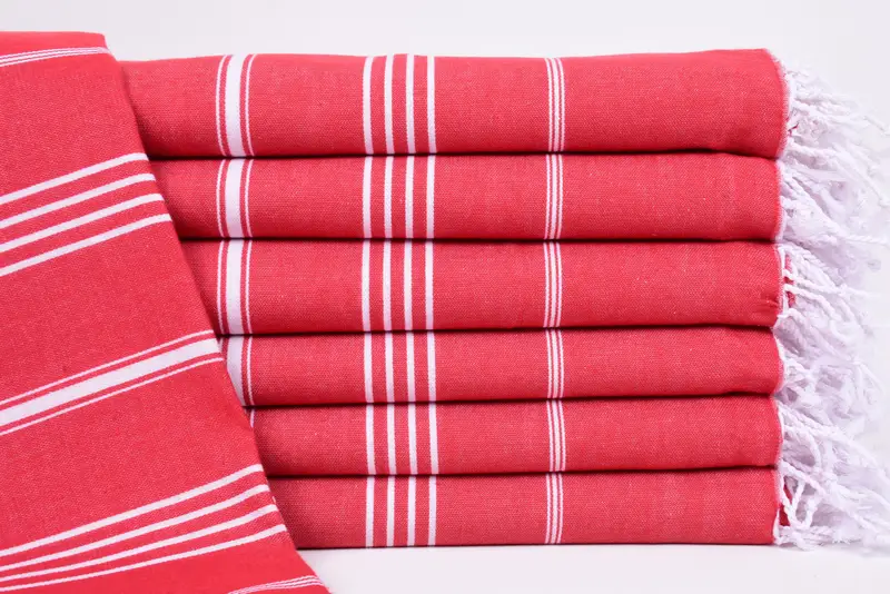 Beach Towel Personalised Turkish Cotton Red Stripes, 70x40 Inches