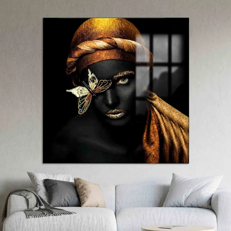 きらめくゴールドのアフリカ女性キャンバス プリント - エレガントな装飾