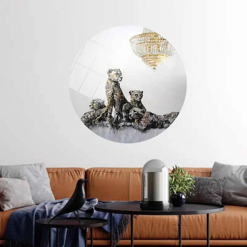 エレガントなヒョウのキャンバスプリント: 鮮やかな動物アート装飾