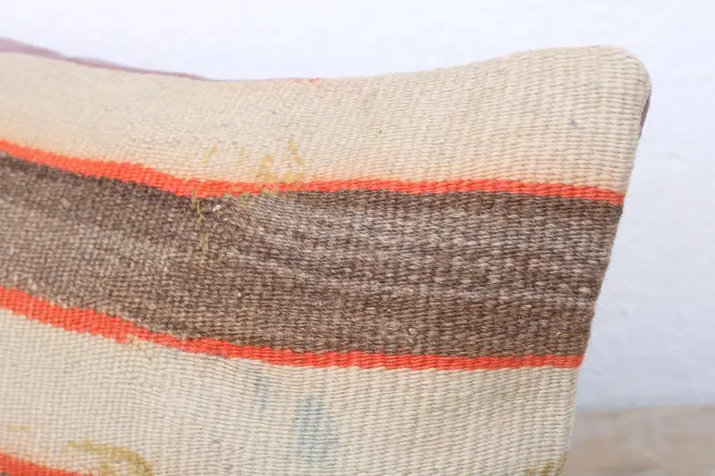 8x16 Beige Pillow Cover, Pillow Cover, Handmade Pillow Sham, Knitted Cushion Cover, Gift Pillow, Vintage Kilim Pillow, Antique Pillows - 5