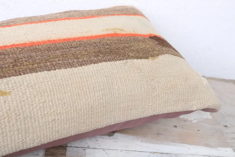 8x16 Beige Pillow Cover, Pillow Cover, Handmade Pillow Sham, Knitted Cushion Cover, Gift Pillow, Vintage Kilim Pillow, Antique Pillows - 6