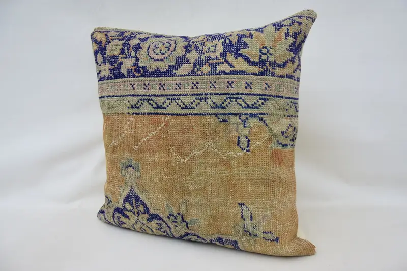 Vintage Kilim Throw Pillow, Turkish Pillow, Cushion, 32x32 Orange Pillow Case, Chair Cushion Cover, Patio Pillow, Throw Kilim Pillow - 5