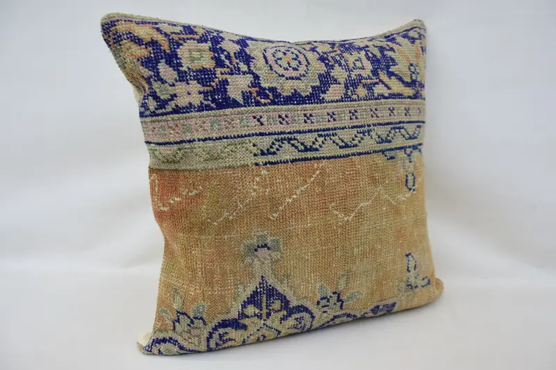 Vintage Kilim Throw Pillow, Turkish Pillow, Cushion, 32x32 Orange Pillow Case, Chair Cushion Cover, Patio Pillow, Throw Kilim Pillow - 4