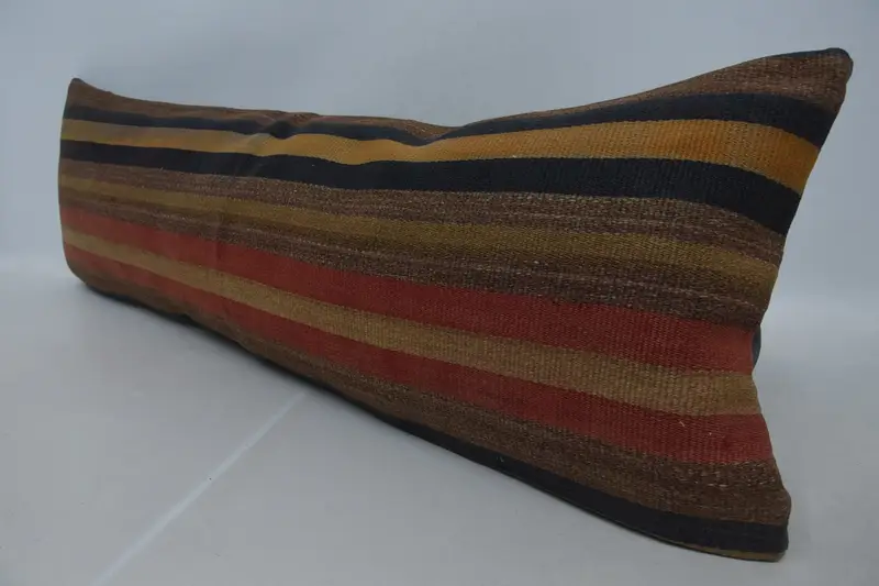 Turkish Pillow, Cushion Cover, Throw Kilim Pillow, Authentic Pillow, One Of A Kind Pillow Case, Vintage Kilim Pillow, 16x48 Red Pillow Sham - 4
