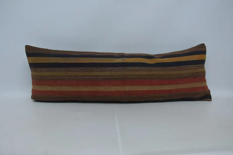 Turkish Pillow, Cushion Cover, Throw Kilim Pillow, Authentic Pillow, One Of A Kind Pillow Case, Vintage Kilim Pillow, 16x48 Red Pillow Sham - 1