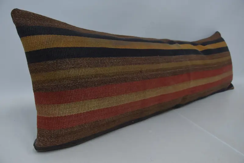 Turkish Pillow, Cushion Cover, Throw Kilim Pillow, Authentic Pillow, One Of A Kind Pillow Case, Vintage Kilim Pillow, 16x48 Red Pillow Sham - 3