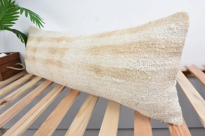 Kilim Cushion Sham, Gift Pillow, Turkish Pillow, Designer Throw Pillow Sham, Cushion, 12x36 White Cushion Cover, Handwoven Pillow Cover Cushion - 5