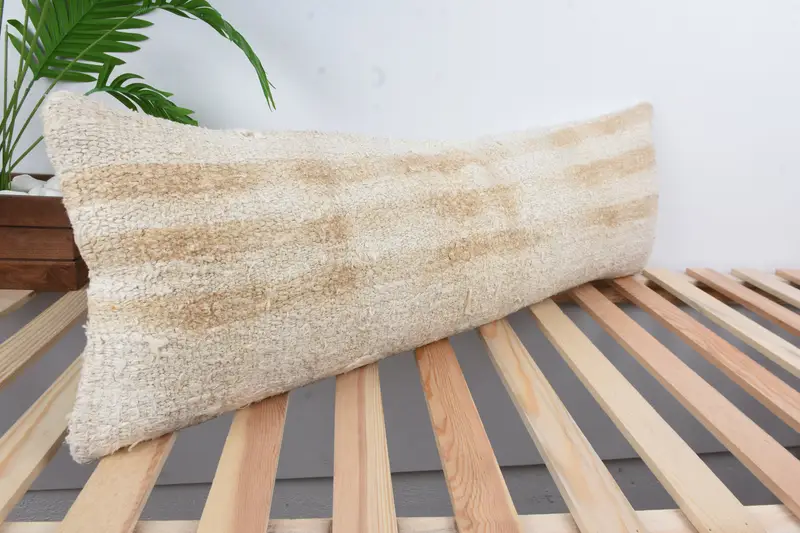 Kilim Cushion Sham, Gift Pillow, Turkish Pillow, Designer Throw Pillow Sham, Cushion, 12x36 White Cushion Cover, Handwoven Pillow Cover Cushion - 4